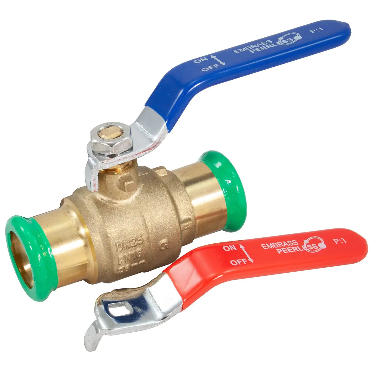 Pegasus M Profile PressFit Lever Ball Valve Blue & Red Handle