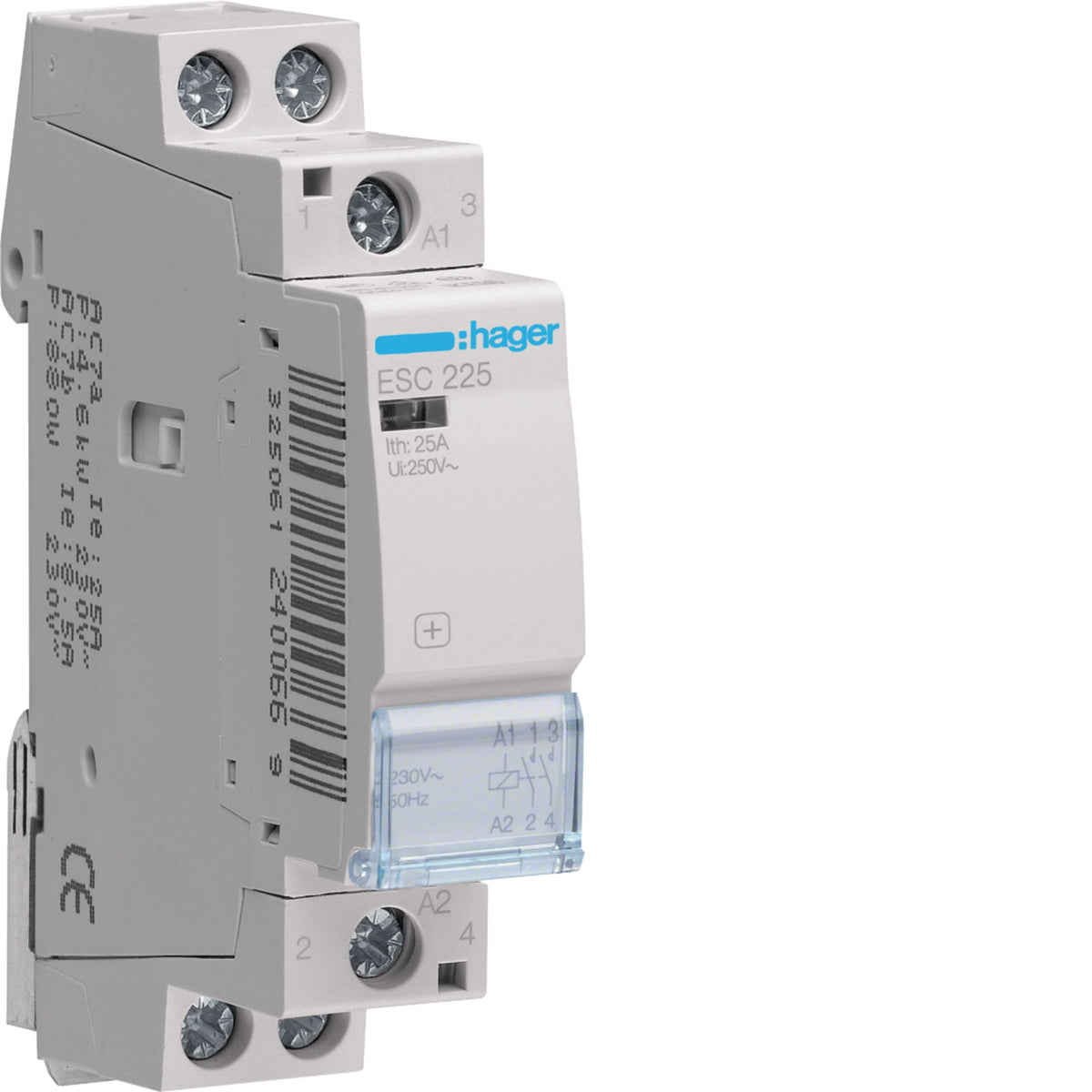Hager ESC225 25A 2NO 230V modular contactor