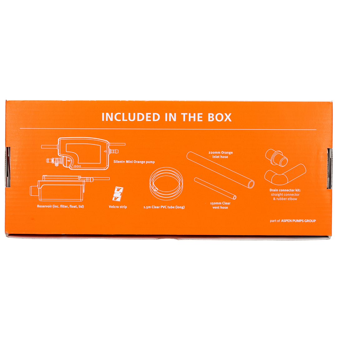 Aspen Silent+ Mini Orange FP3430 mini condensate pump, alternative view