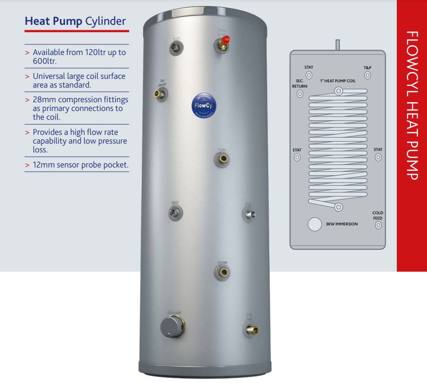 FlowCyl Heatpump Unvented 200L Hot Water Cylinder FCHPD3200