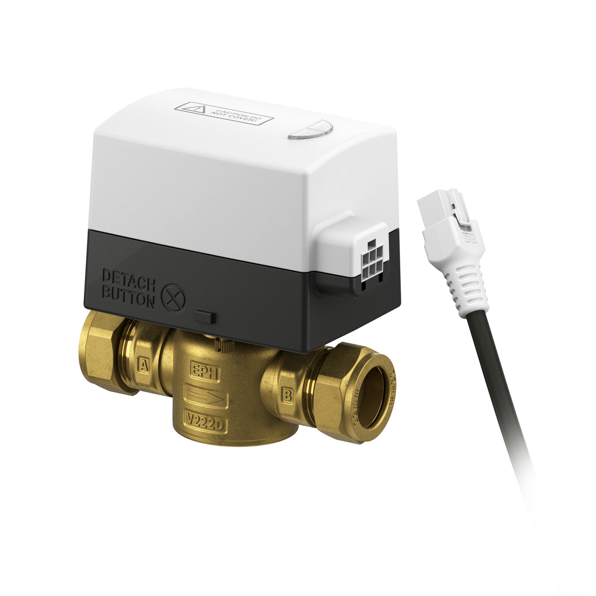EPH V22_P series 2 port motorised valve with detachable actuator and cable