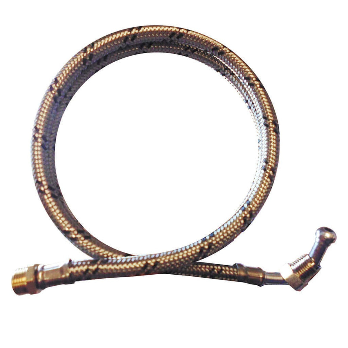 Braided flexible oil burner hose, 900mm, with 1/4 inch bent fitting