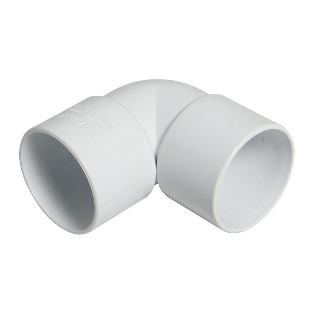 FloPlast 32mm solvent weld waste 90 degree elbow (image shows white; supplied in black)