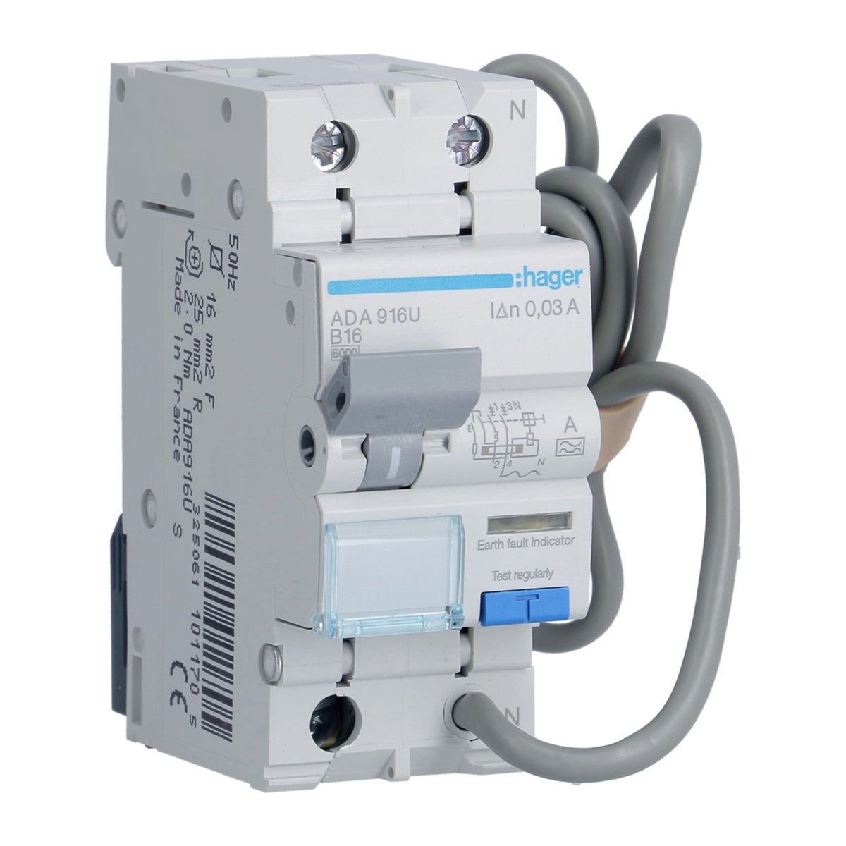 Hager ADA Single Module RCBO B Curve 30mA 6kA – Hager
