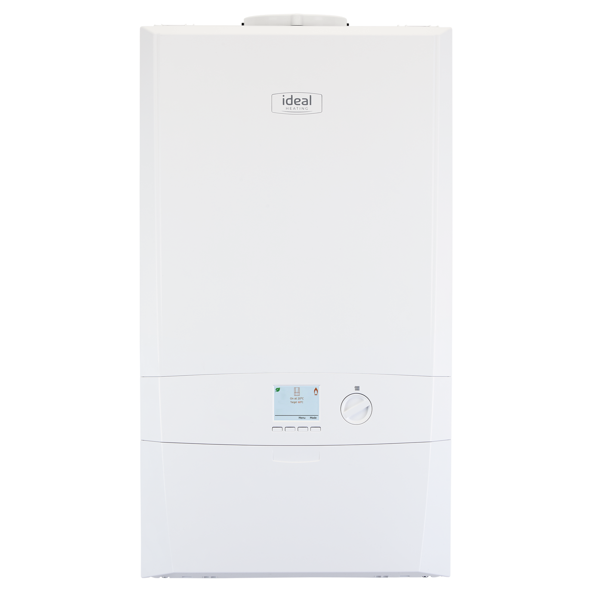 Ideal Logic Max System2 gas system boiler, front view with colour display