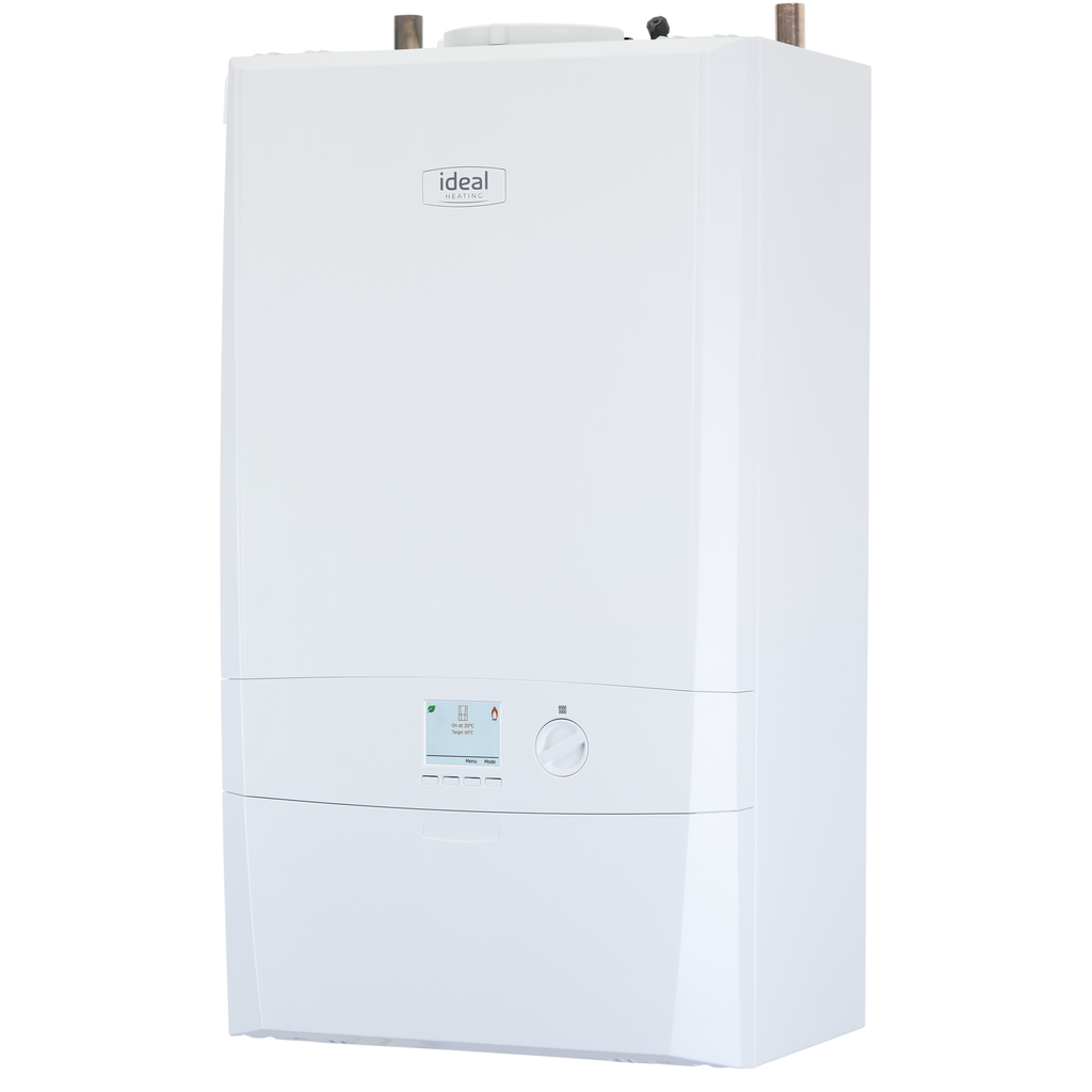 Ideal Logic+ Heat2 gas regular (heat only) boiler, angled view