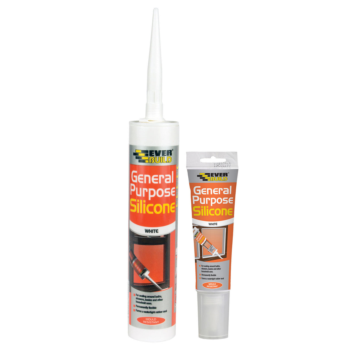 Everbuild General Purpose Silicone range, cartridge and 80ml Easi Squeeze tube