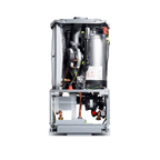 Worcester Bosch Greenstar 4000 System boiler with front casing removed, showing heat exchanger, pump and controls