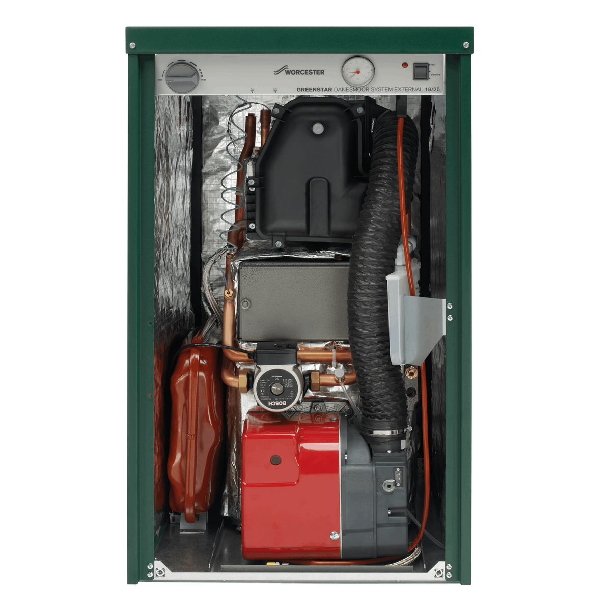 Worcester Bosch Greenstar Danesmoor External System oil boiler with cabinet open