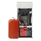 Worcester Bosch Greenstar Danesmoor Utility System oil boiler with casing removed, showing expansion vessel