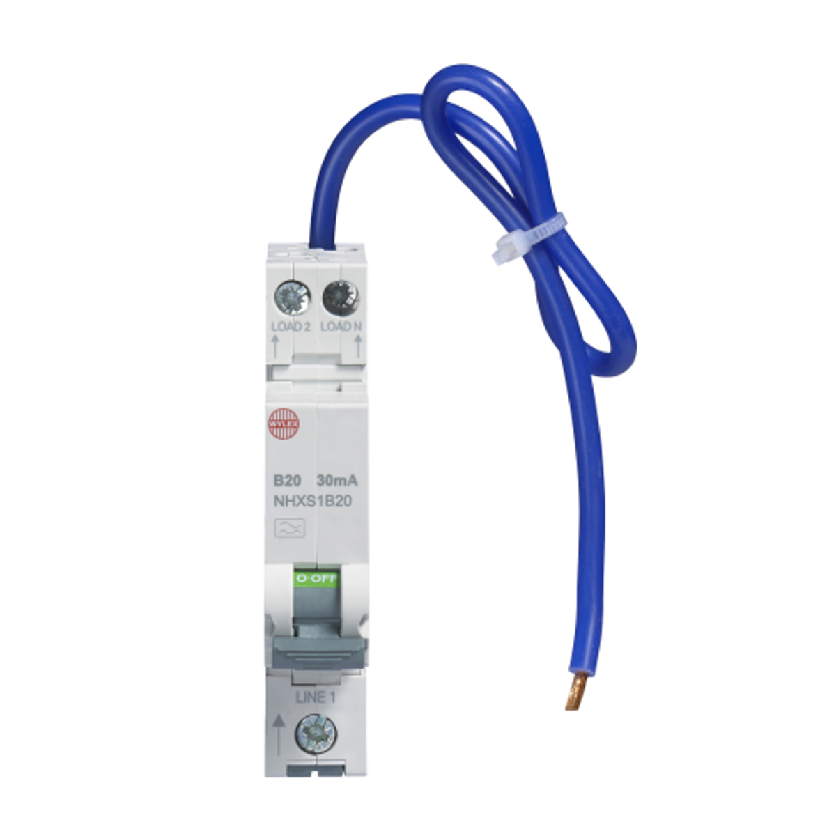 Wylex NHXS1B20 20A 30mA Type A B curve miniature RCBO with switched neutral